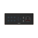Goldmedal 6 Module I-Touch WiFi Panel with Switch, Fan Regulator, Socket, USB - Touch & Remote Control