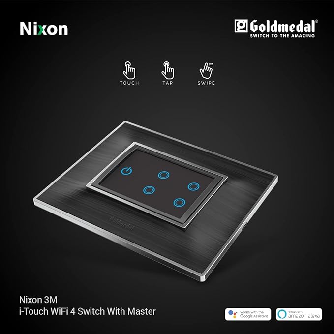Goldmedal 3 Module I-Touch Wifi 4 Gang Switch - Works with iWorld, Alexa, Google Assistant