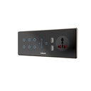 Goldmedal 6 Module I-Touch WiFi Panel with Switch, Fan Regulator, Socket, USB - Touch & Remote Control